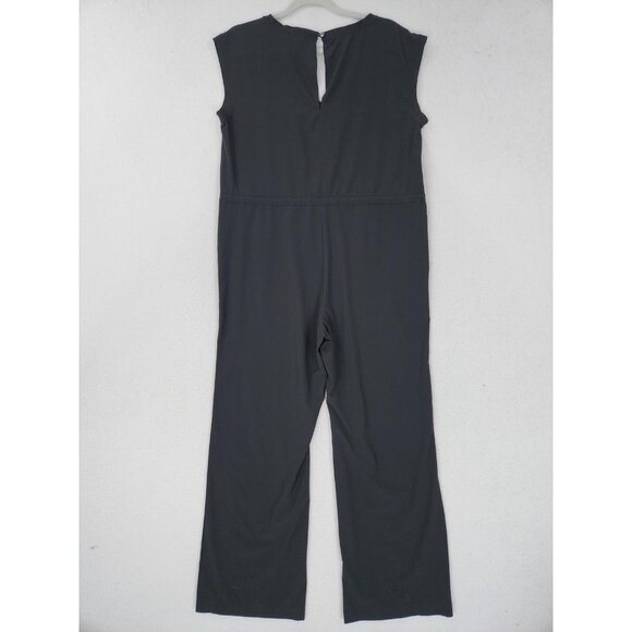 J Jill Jumpsuit Womens Small Petite Black Sleeveless V Neck Wide Leg Lightweight - Picture 8 of 12